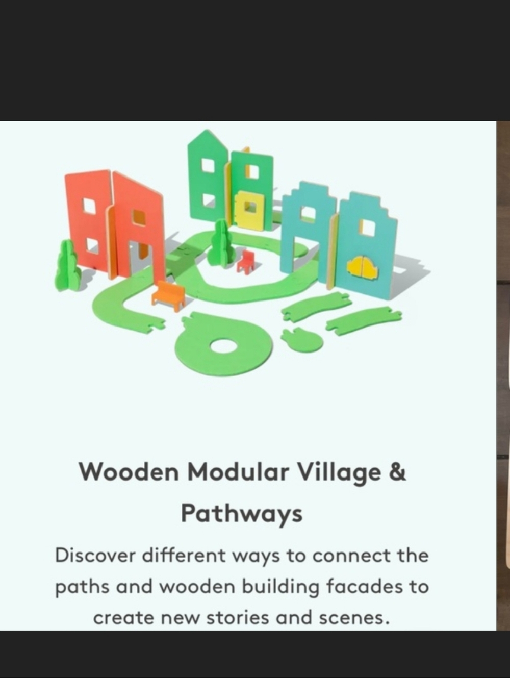 Lovevery Friends Figurines Green AND Wooden Modular Village Playset